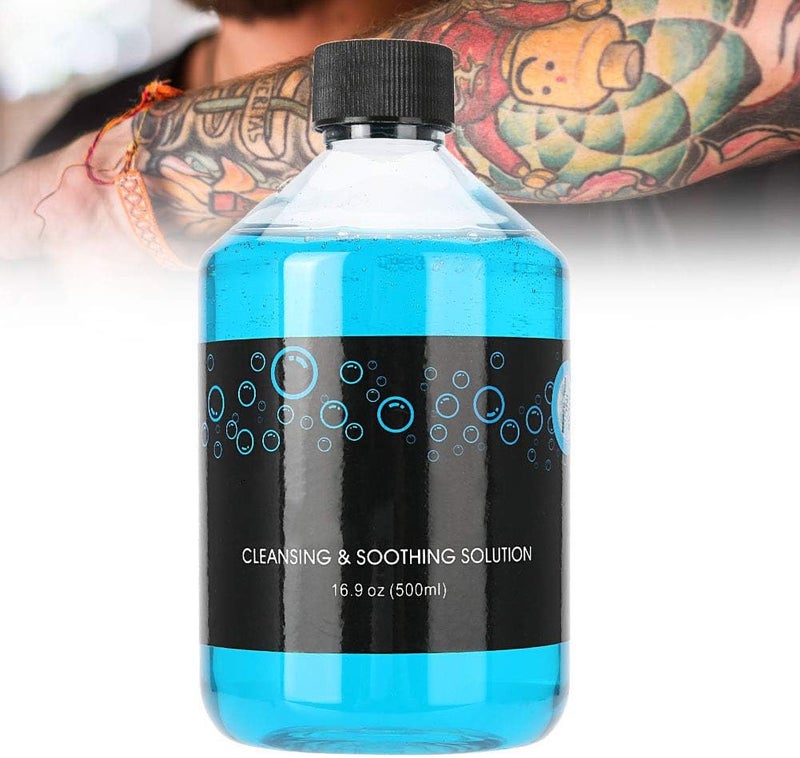 woobles 500 ml Blue Tattoo Cleansing Soothing Solution Clean Skin Relief Tattoo Supply Clean Ink Tattoo Cleaning Solution Painting Tattoo Green Algae Soap - Image 3